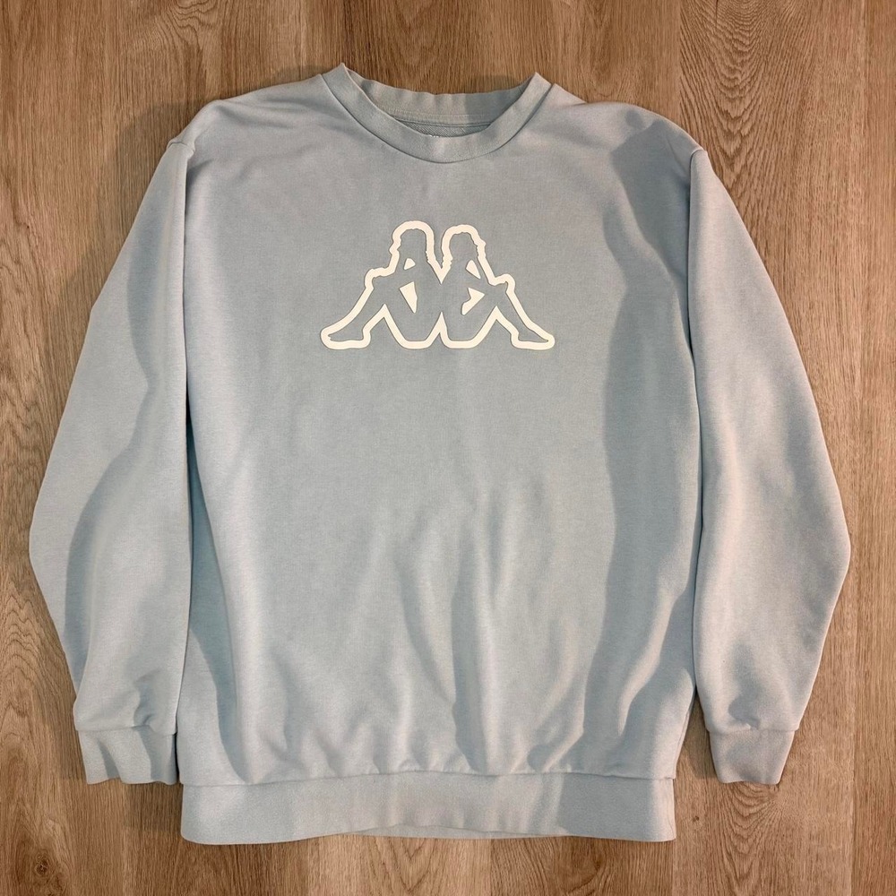 Kappa Ice Blue Big Logo Fleece Crewneck Sweatshirt Size L